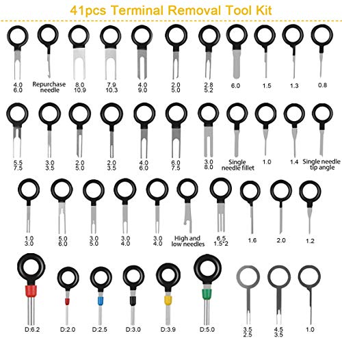 WJMY Terminal Ejector Kit Terminal Removal Tool, Outil de Démontage de Voiture de Câblage Electrique Connecteur à Sertir Broches Extracteur 41pcs