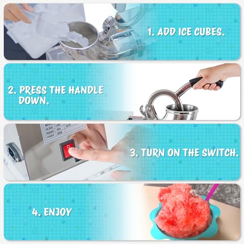 Image of VALONDINO 48L Snow Cone Machine, 500LB /H Commercial Shaved Ice Machine for Snow Cones, 300W Electric Fluffy Snow Cone Maker for Party, Suitable for Party Activities, Family Gatherings, Sale