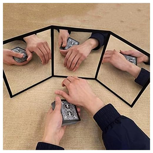 Espejo de práctica de 3 vías para tarjetas, trucos mágicos, ilusiones, trucos de magia, accesorios, almohadilla de mago profesional