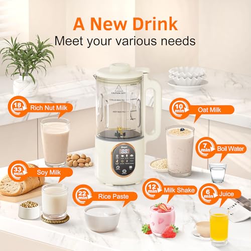 Beyn 60oz Nut Milk Maker Machine with 48 Titanium Blades, 10-in-1 Automatic Nut Milk Maker, Soy Milk Maker with Delay Start&Keep Warm, Almond Milk Maker for Homemade Oat, Milk Shake image 3