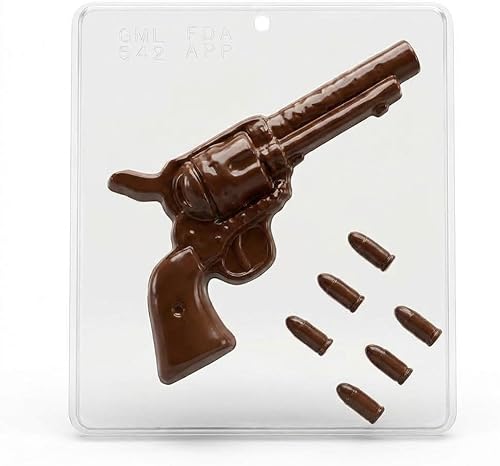 Miscellaneous Revolver Gun with Bullets, 8, Chocolate Candy Mold