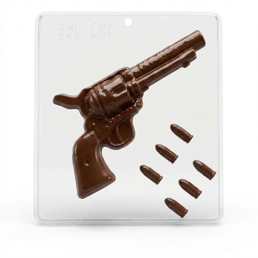 Miscellaneous Revolver Gun with Bullets, 8, Chocolate Candy Mold