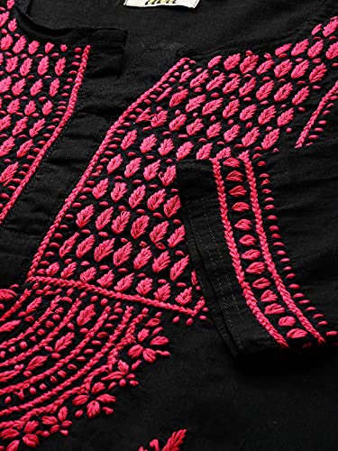 Image of Ada Women's Cotton Regular Fit Tunic Hand Embroidered Lucknow Chikankari Short Top Kurti A100554