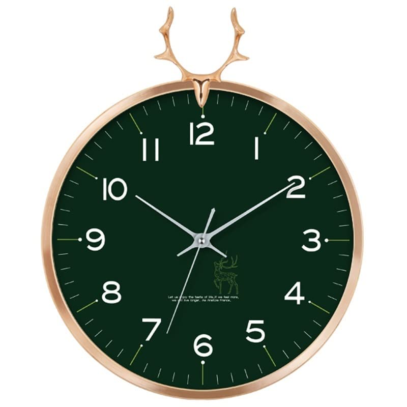 Horloge artistique tête de cerf dorée et noire, l'élégance du design silencieux