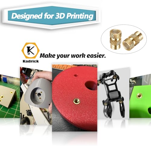 kadrick 520pcs m2 m3 m4 m5 threaded inserts assortment kit for 3d printing components metric brass knurled nuts insert by heat into plastic parts