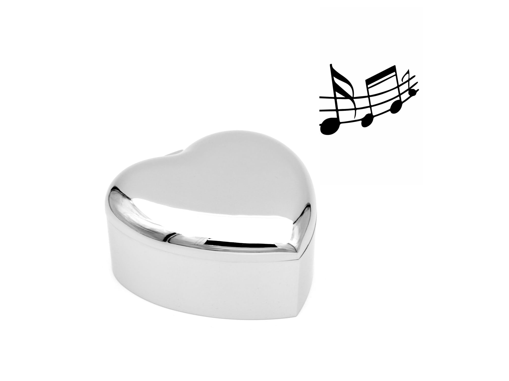 Design Schmuckkästchen in Herzform Musik Spieluhr Herz Silber Schmuckschatulle mit Gravur Herz Schatulle (Gravur bis 25 Zeichen)