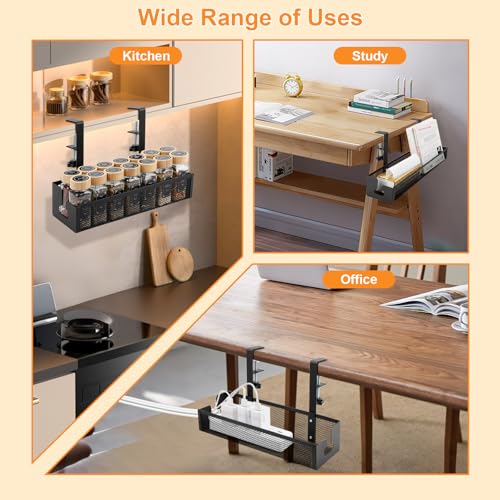 Organizador de Cables Cozary para Escritorio con Ganchos Ajustables, Montaje Bajo Fregadero, de Acero al Carbono, sin Taladro, para Cables de Energía y Red (Oficina/Hogar) miniatura 7
