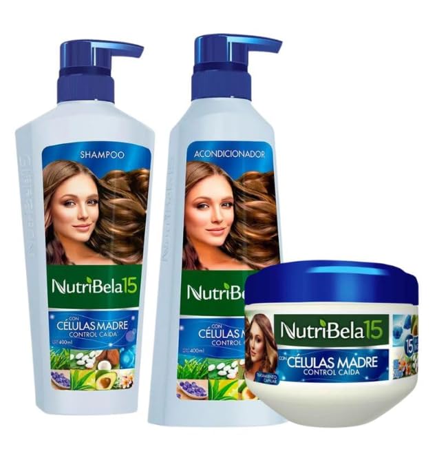 Nutribela 15 Cells Mother (3 Pack) Shampoo 400mL + Conditioner 400mL + Treatment 300mL, Nutribela 15 Shampoo & Conditioner, Repairing Hair Care Set