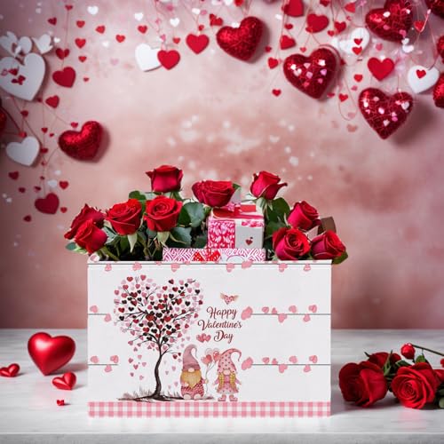 Image of Cute Large Valentine's Day Gift Basket Empty Heart Decor Storage Bin for Kid Baby Room Decor (Pink Dwarf Love Tree)