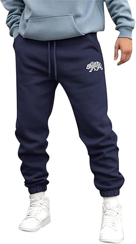 Pantalones deportivos pesados para hombre, pantalones deportivos de entrenamiento con cordón elástico en la cintura, pantalones deportivos elásticos