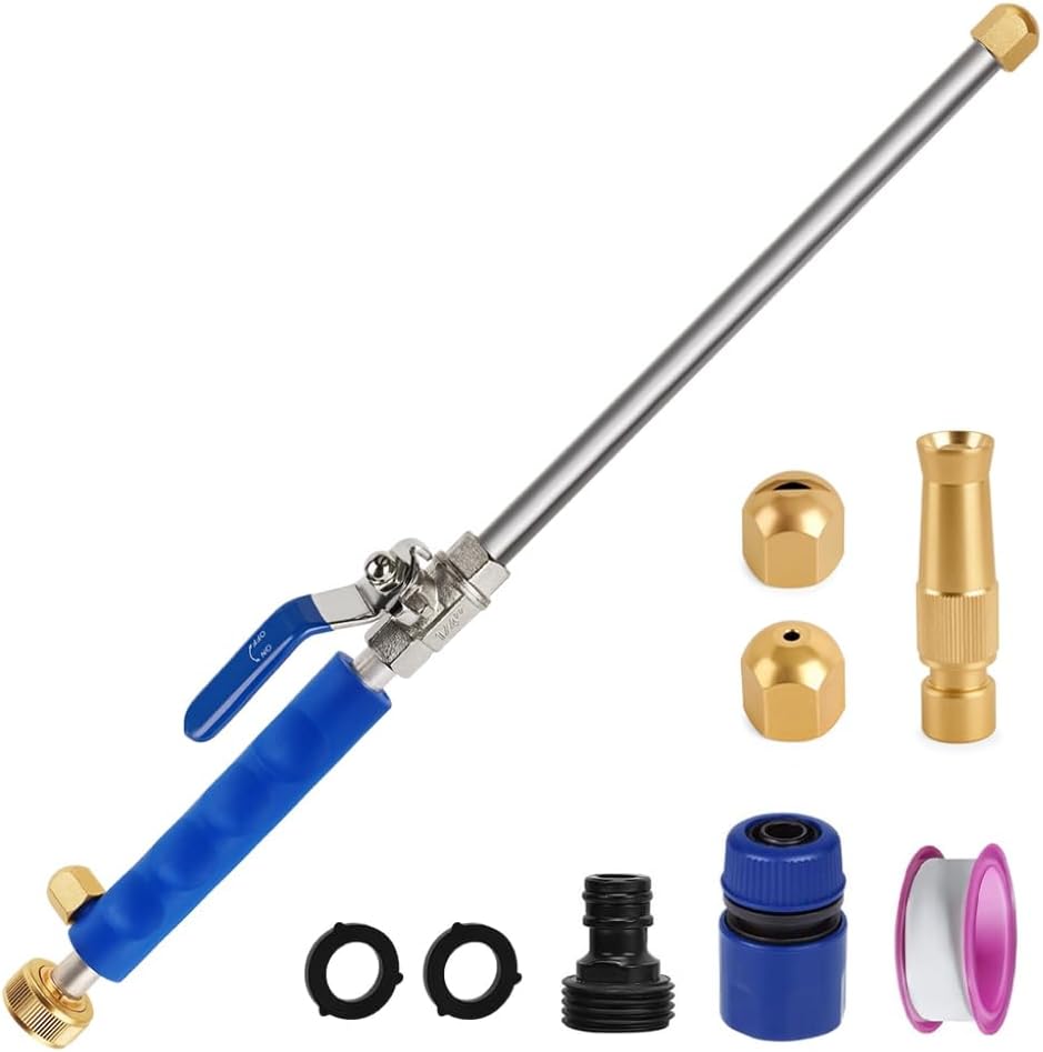 Jet Nozzle High Pressure Hose Nozzle Hydro Nozzle, Power Washer Wand for Garden Hose with 3 Different Nozzles Washer Gun for Patio Car Pet Cleaning