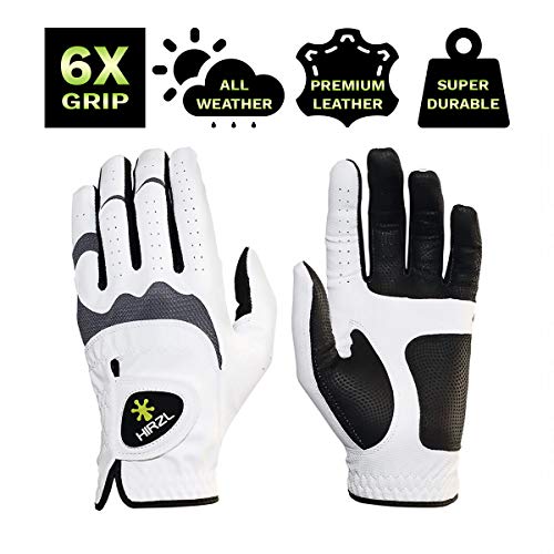 Hirzl Trust Hybrid Golf Gloves, Mens Golf Glove, White/Black, Nylon, Kangaroo Leather, Polyester, Ultimate Grip, Wet/Dry, Ergonomic Fit, Breathable, Sweat Free, Water Repellent, Xl, Left Hand #TOP1