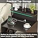 LED Nightstand with Charging Station, Night Stand with 2 Drawers and Open Storage, Bedside Table with LED Lights, Modern End Table with USB Ports Outlets, Black