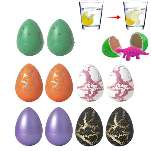Image of 10PCS Dinosaur Egg Toys, 2x3 cm Cracked Dinosaur Egg Decorations Set of 10, Multicolour Dino Eggs for Educational Play and Birthday Gifts, Includes Rainbow, Solid, Cracked White and Black Varieties