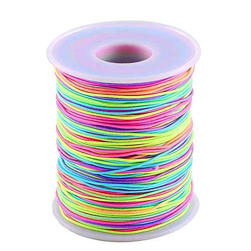 Colorful Elastic Cord ManYee 1mm 109Yards Round Rainbow Elastic Beading Thread Cords Fabric Crafting Stretch String Cord for Jewelry Making Necklace Bracelet