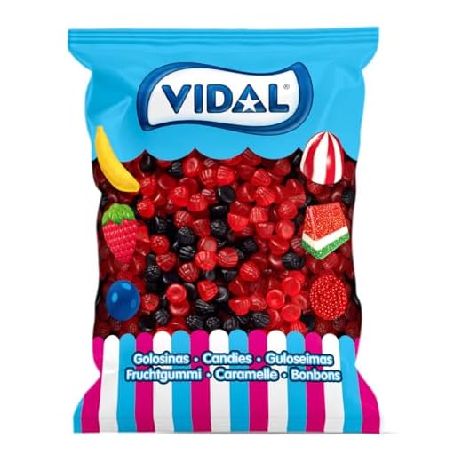 Vidal Golosinas, Moritas Brillo, Caramelo de Goma con Forma y Sabor Mora, Color Rojo y Negro, Bolsa de 1 Kg