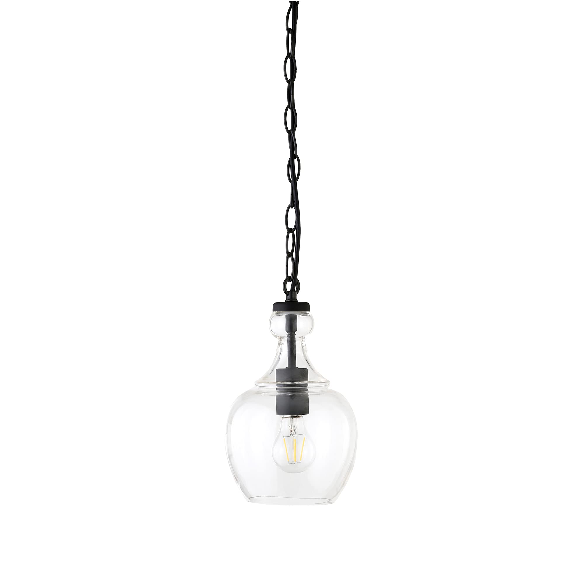 Verona 7" Wide Pendant with Glass Shade in Blackened Bronze/Clear