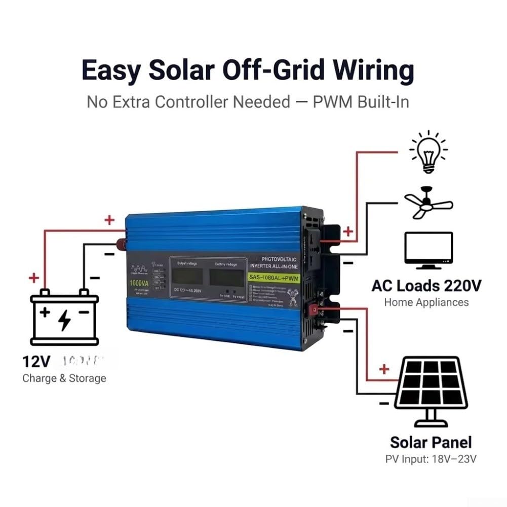 Solarenergie Wechselrichter 600W 12V Auf 220V Mit Integriert