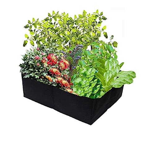 Plant Grow Bags 30 Gallons 4 Grids Square Heavy Fabric Raised Garden Bed Pot for Vegetable, Large Durable Breathe Cloth Planting Container for Potato, Carrot, Onion, Flower