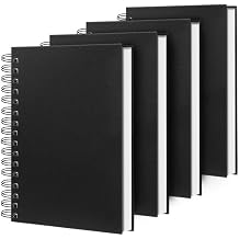 Lined Spiral Notebook 8.5"x11" Black Hardcover Journal 100GSM | A4 large size,4 pack,160 pages,100gsm thick paper no ink bleed,7mm college ruled, for Note Taking School Office Supplies