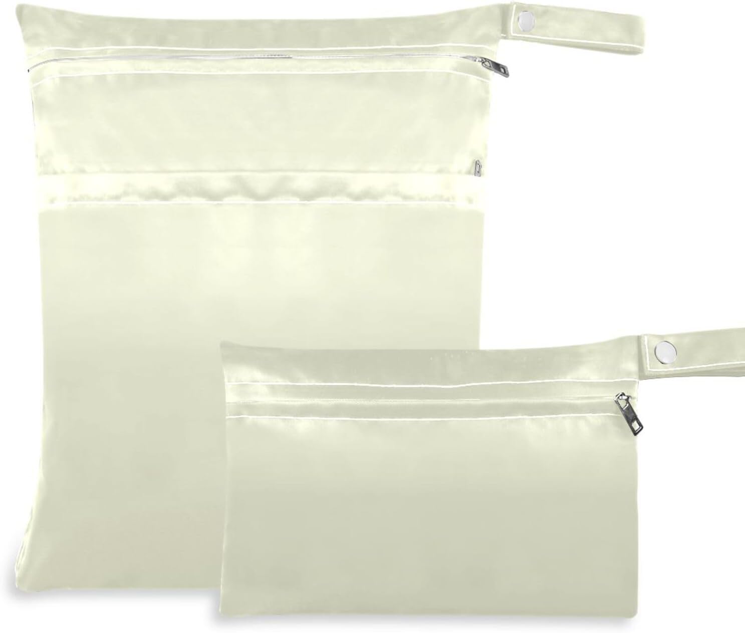 Beige Solid Color Pure Plain mess-proof wet clothes bag 2 Pack diaper bag essential items with handles for beach, yoga