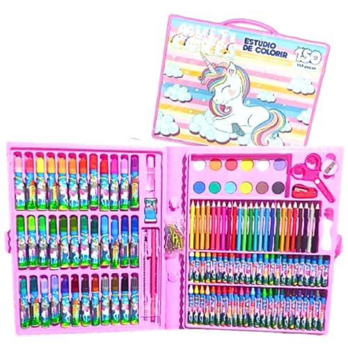 Maleta de Pintura Infantil com 150 Peças Kit Completo para Desenho e Colorir