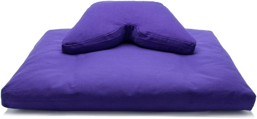Purple Buckwheat Hull Fill Regular Lift Cosmic Cushion & Cotton Batting Zabuton Meditation Cushion Yoga Pillow 2 pc Set