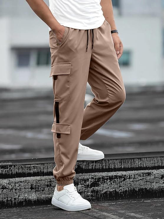 Image of Swastik Apparels Men's Track Pant Combo | Track Pants | Lower | Joggers | Combo of 2 | Pack of 2 Pant | Cargo Pant (KHK+GRN)