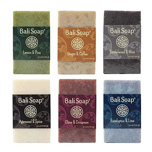 Bali Soap - Masculine Collection Natural Soap Bar, All Natural Mens Soap, Bath Soap & Luxury Gift for Men - Vegan & Handmade Soaps for Face, Hand & Body, 6pc 3.5 Oz Each