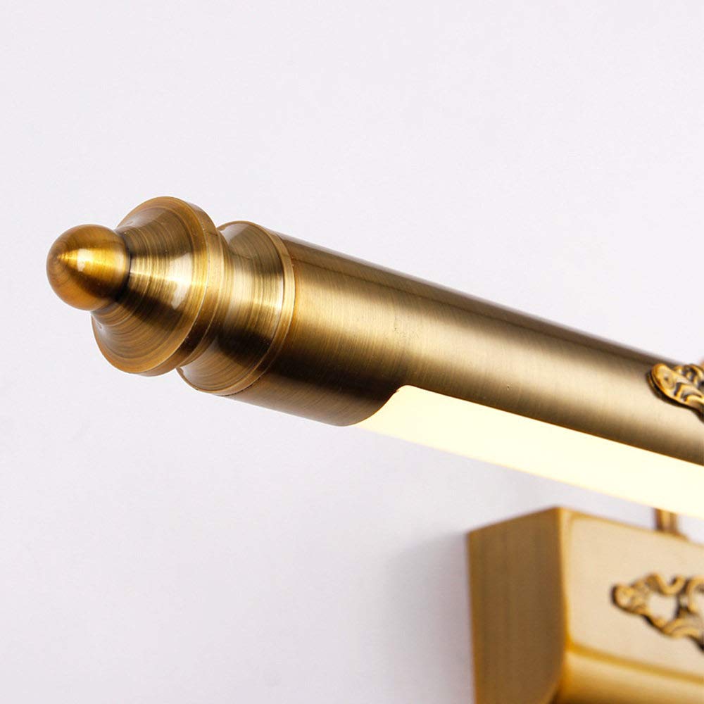 ZH-VBC Fari Specchio Bronzo Nordico Moderno Ottone Applique da Bagno Lampada, Stile Europeo Vintage LED Lampada da Specchio, Metallo Montaggio a Parete Luce per Trucco,warmlight-90cm