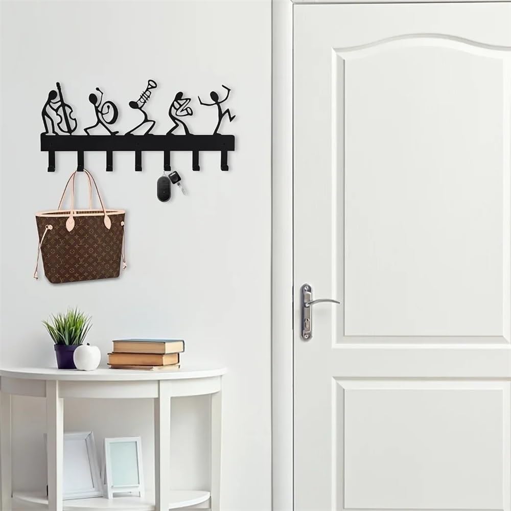 Wall Coat Racks 11.81 Inch Key Holder for Wall, Metal Symphony Orchestra Key Holder Hooks Organizer Rack, Hook for Wall, Iron Art, Hanger Coat Racks