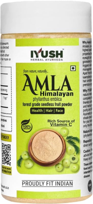 Image of IYUSH Herbal Ayurveda Wild Himalayan Amla Powder - 400gm | Amla Powder for Eating | Amla Powder for Hair Growth Organic | Organic Amla Powder | Hair Volume Powder | Indian Gooseberry Powder |