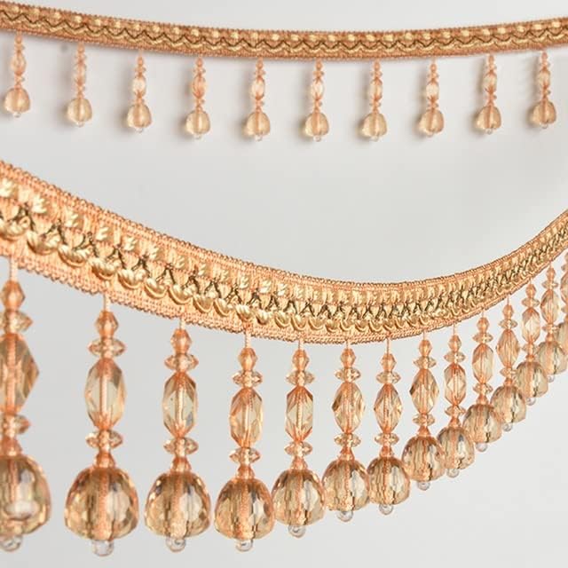 Home Product 3 Meter Pumpkin Crystal Bead Pendant Ribbon Crystal Tassel Fringe for Sewing Curtain Accessorie Upholstery Lace Trim Decoration