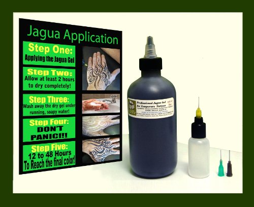 Fresh Jagua Tattoo Gel 8oz (236.58ml) + Applicator Bottle and 3 of the Most Used Applicator Needle Conestop Grade Professional . Made in U.s.a Ready to Use! No Mixing Necessary