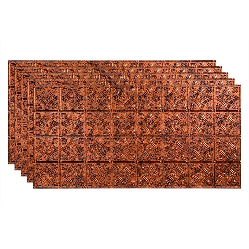 FASÄDE Traditional Style/Pattern 1 Decorative Vinyl 2ft x 4ft Glue Up Ceiling Panel in Moonstone Copper (5 Pack)