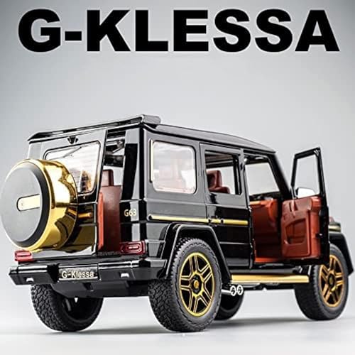 Image of 1:24 Scale Big Size Mercedes Benz AMG G63 G-Klessa Diecast Car | Metal Pullback Toy Car for Kids with Openable Doors, Sound, Light Effects (Black)