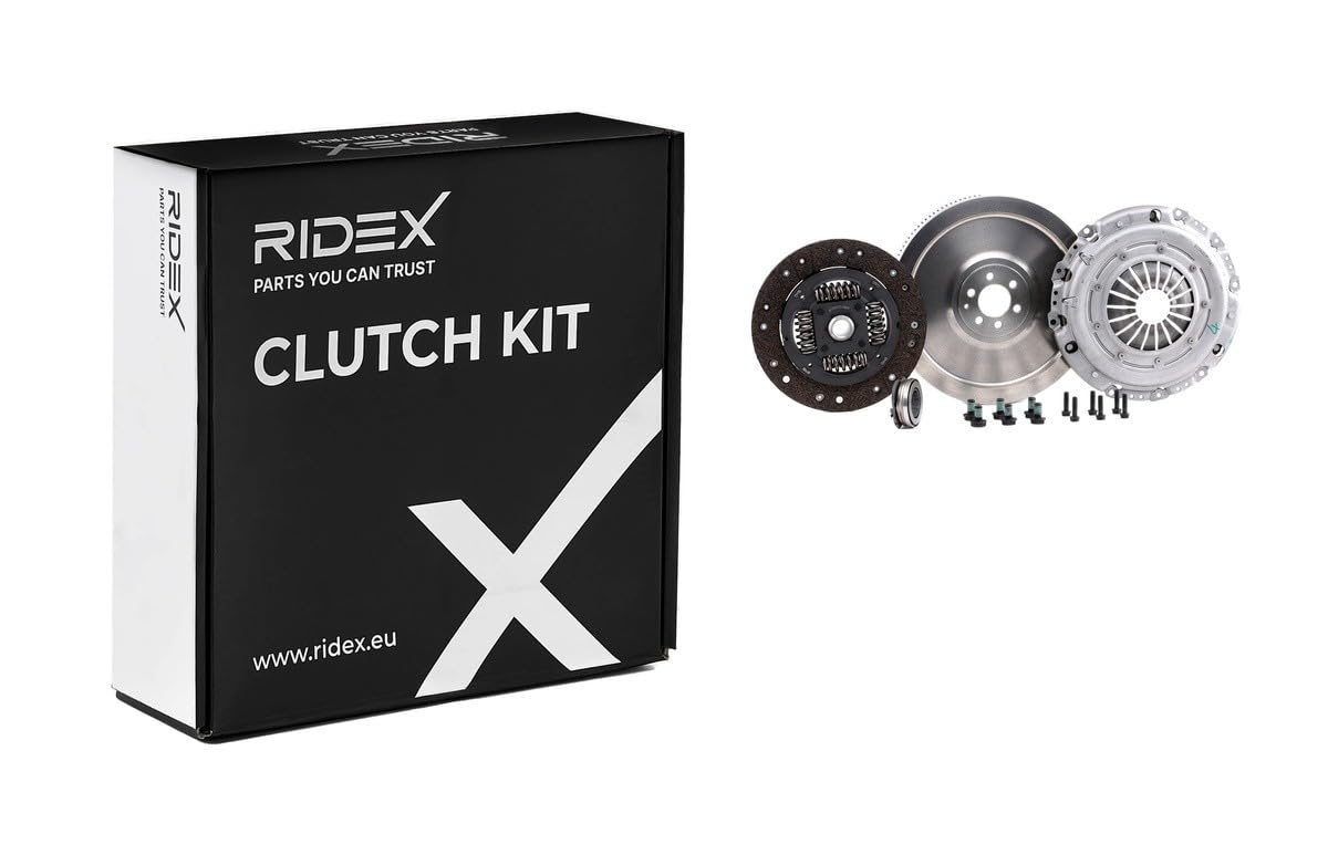 RIDEX 479C0081 Kit de embrague con placa de apriete de embrague con cojinete de desembrague con volante motor con plato de embrague con juego de tornillos Compatible con VW Golf 6 5K1
