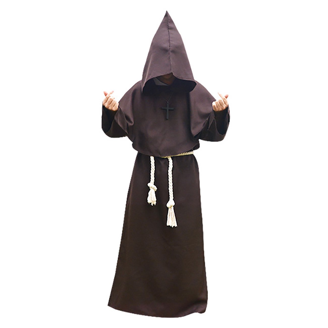 Feynman Disfraz de monje para hombre, traje de monje, túnica de sacerdote, con capucha, renacentista medieval, capucha