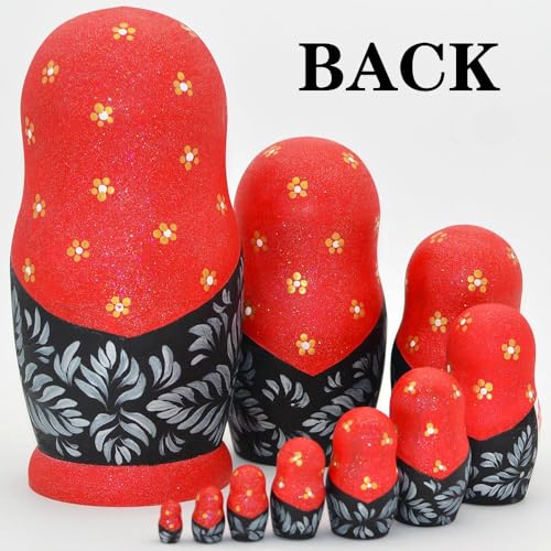 YAKELUS Matroschkas Stücken handgemacht Das Lindenholz Geschenk Spielzeug Matruschka Russian Nesting Dolls professione Matrjoschka-Marke(10piece))