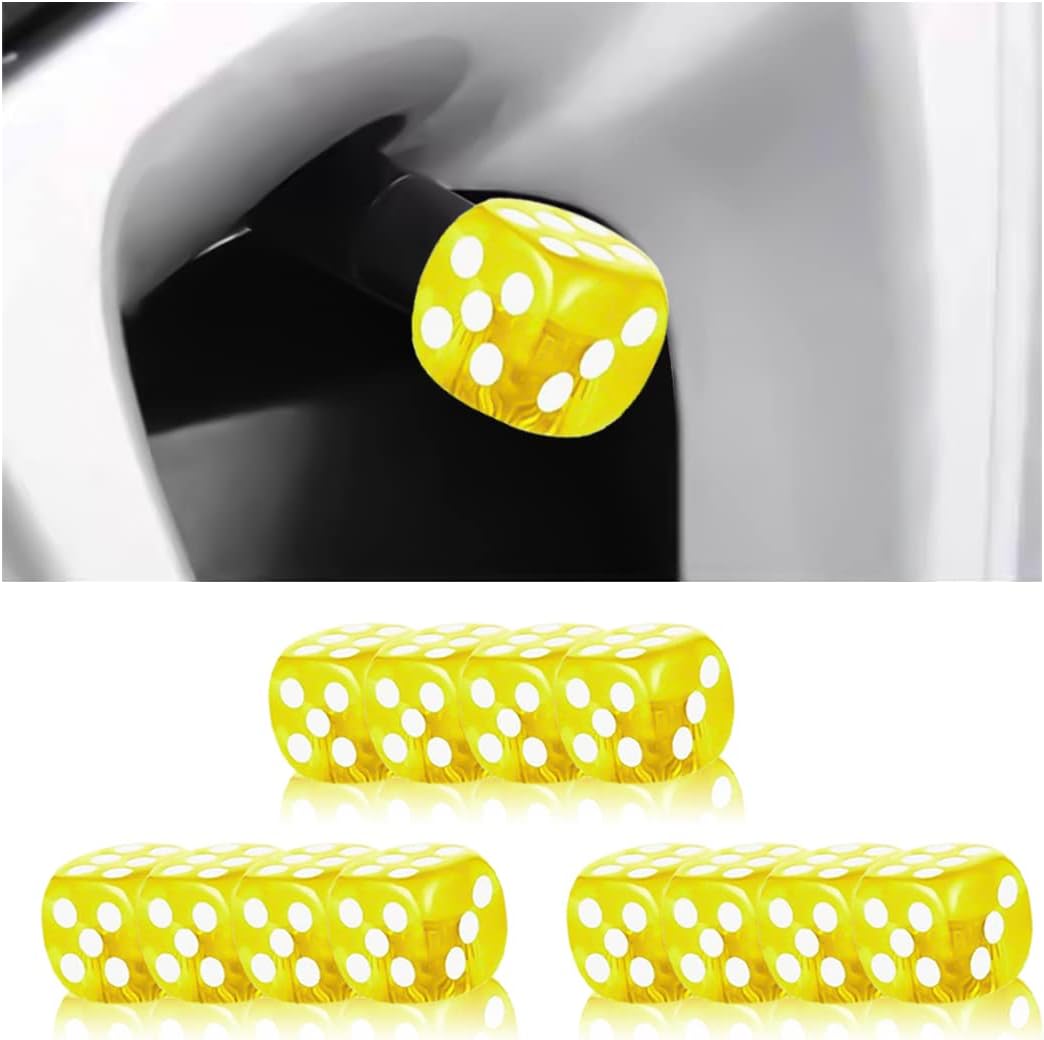 AUCELI 12 Pieces Car Dice Valve Stem Caps, Motorcycle Tire