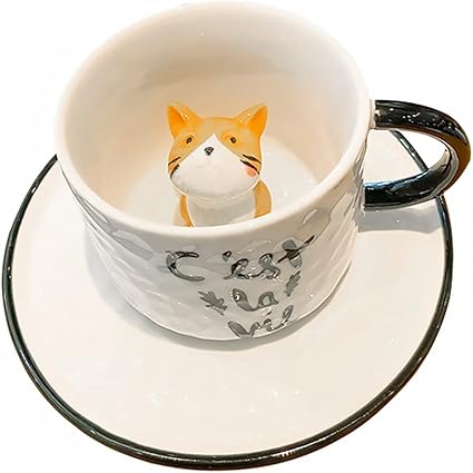 Amazon Co Jp Hemoton 1セット3d動物内部コーヒーマグ猫デザインコーヒーマグカップ茶マグ子供のための子供 ホーム キッチン