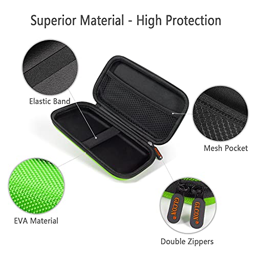 Image of Power Bank Storage Case - GLCON Hard EVA Protective Travel Case - Small Electronic Carrying Pouch for Hard Drive, Cell Phone, Charging Cable, External Battery, Earbuds (Light Green)