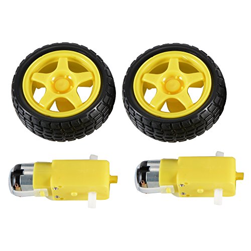 2 sets DC Gear Motor and Tire Wheel for DC 3V-6V