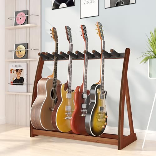 Wisuce Essentials Guitar Stand Rack, Multi-Guitar Display Rack Adjustable Bamboo Guitars Holder...