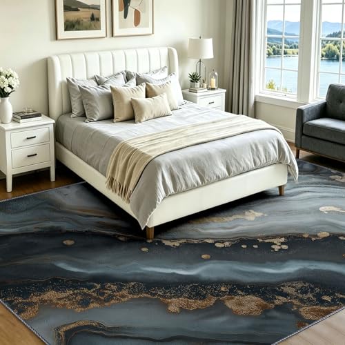 Alfombra de pelo bajo decorativa para un salón moderno y baño espacioso 8