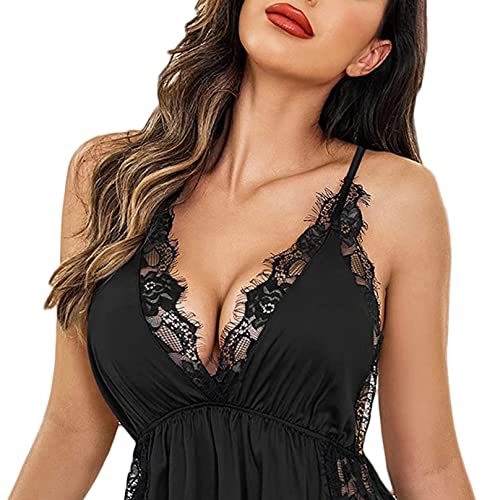 Image of FIMS - Fashion is my style Women's Satin Above The Knee Babydoll Lingerie Set Regular Nightgown