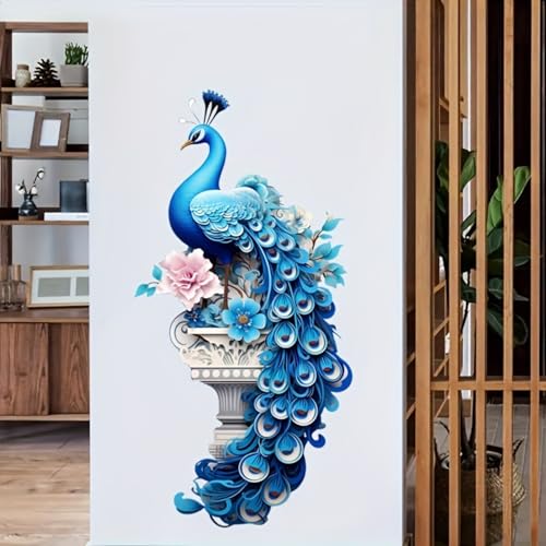Vinilo Decorativo 3D Pavo Real Azul Elegante miniatura 5