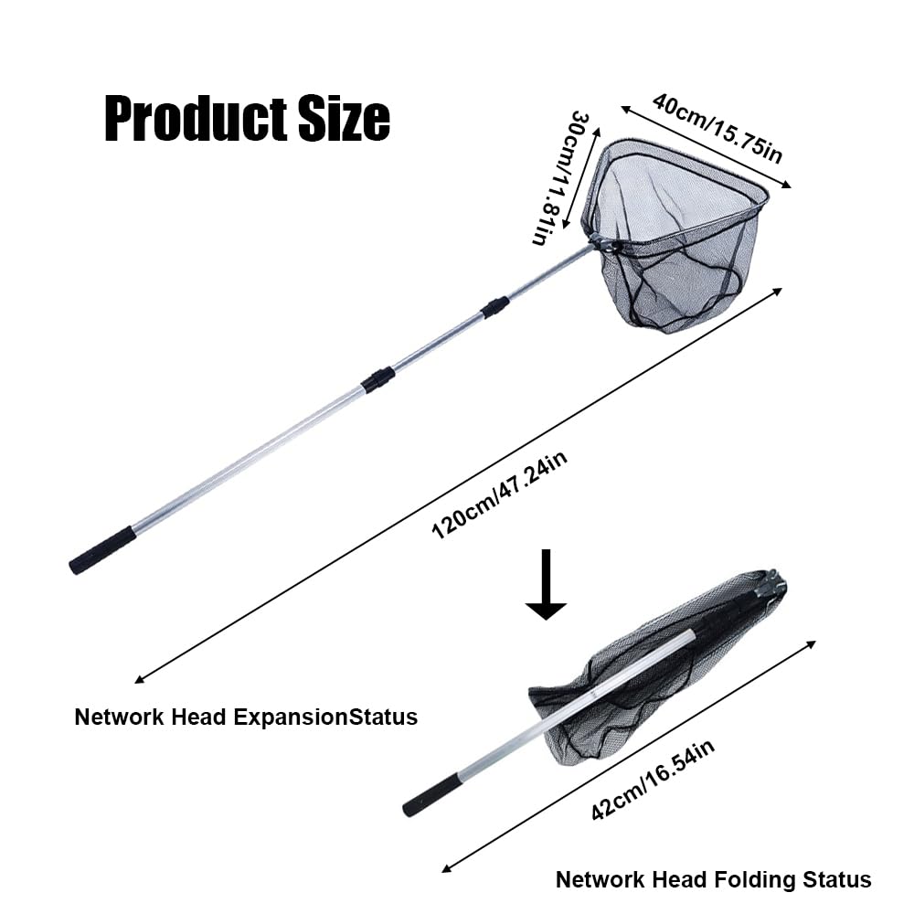 Red de Pesca Triangular Plegable 120CM Telescópica para Estanque