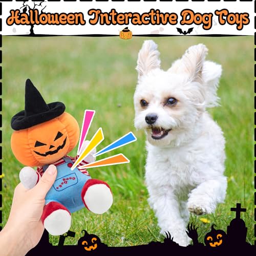 Juguete mordible de peluche calabaza para perro Halloween miniatura 4