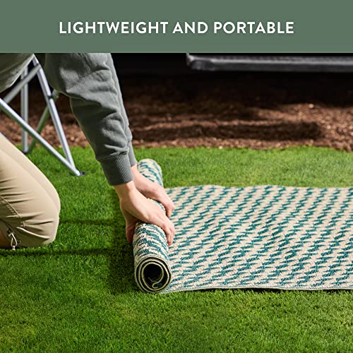 Edenbrook Bullen Houndstooth Outdoor Rug 8X10 – Patio Décor – Waterproof And Reversible – Blue Spruce Area Rug #TOP4